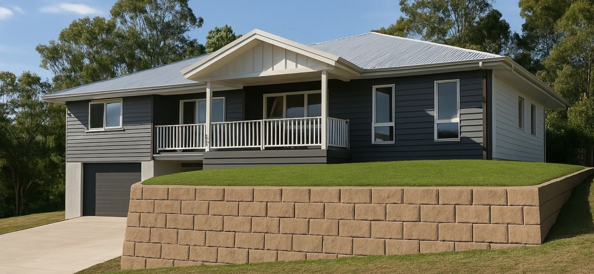 House & Retaining Wall